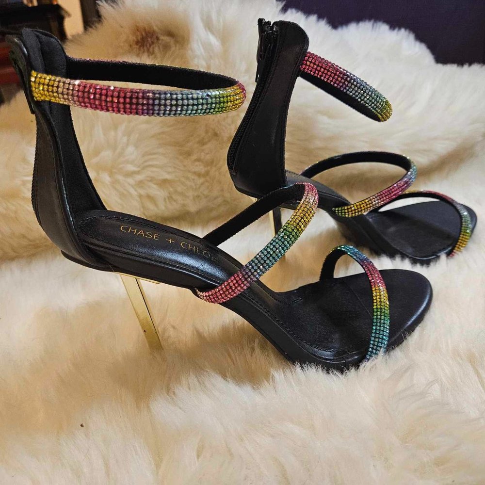 Chase + Chloe Elle Rainbow Rhinestone Strap Sandal size 8.5